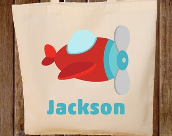 Toy Tote Bag -- Boys Tote Bag -- Kids Tote Bag -- Plane Bag