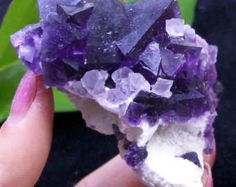 135g Great color - Pink Cubic Fluorite on Octahedron Purple Fluorite 2813 China