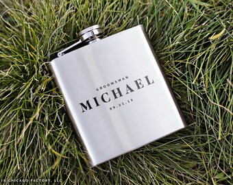 Custom Engraved Flask, Groomsmen Gift, Wedding Party Gift, Gift for Him, Gift for Groomsman, Gifts for Best Man, Personalized Flask (GG4056)