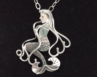 handcrafted sterling silver mermaid necklace