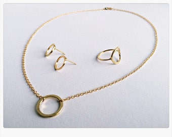 Schmuck Set GOLD, Karma: Kette, Ring, Ohrringe