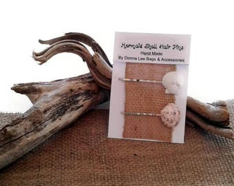 Natural Seashell Bobby Pins, Florida Seashells, Mermaid Hair Pins, Beach Hair Accessories, Handmade Gift for Women and Girls By DonnaLeeBags