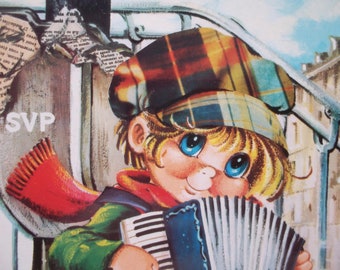 vintage Escarra postcard big eyed boy