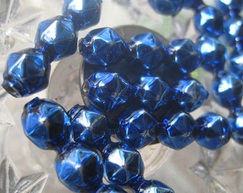 10 Czech Republic Faceted Glass Christmas 3 Bump 8mm Royal Blue Garland Beads 085 RB