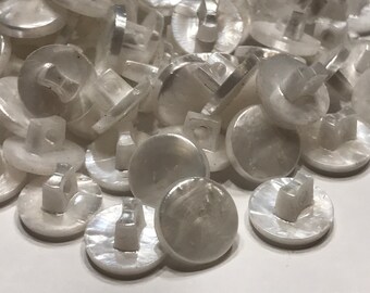 10 shinny white Vintage shank Buttons , 10 mm (42)