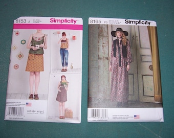 Simplicity 8153 or Simplicity 8165...Dottie Angel Dress, Top and Skirt Patterns...Sizes XS-XL...Maxi Dress with Vest..Uncut...New for 2016..