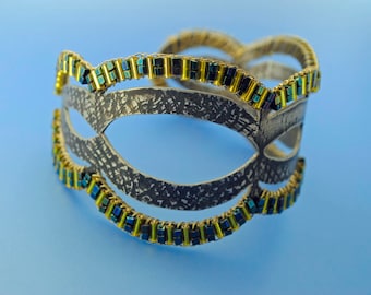 Green Ajoure: Fabricated and Beaded Bracelet