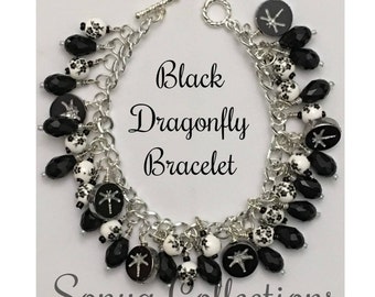Black Dragonfly Bead Bracelet
