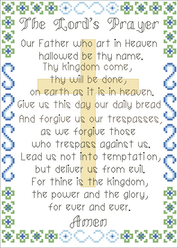 Counted cross stitch pattern The Lord's Prayer instant