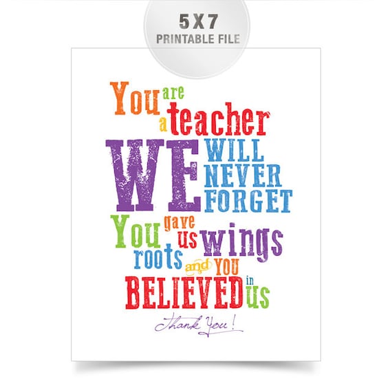 Items similar to 5x7 Rainbow Teacher Appreciation Printable from CLASS ...