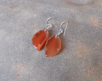 Natural Carnelian earrings - orange gem stone jewelry handmade in Australia - ethical sourced crystal jewelry - small light earrings