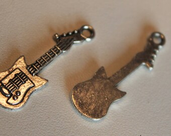 x 1 charm - electric guitar - silver metal