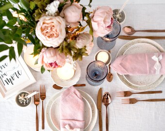 Blush Pink napkins set made of Natural Linen, perfect as wedding napkins