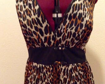 Vintage Vanity Fair Leopard Nightgown 60s Pin Up VLV Glam
