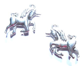 25 mm silver unicorn charm x 1