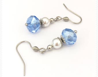 Massive saving stainless steel earrings, surgical steel earrings, hypoallergenic earrings, blue earrings, Unique, gift for her, valentine's