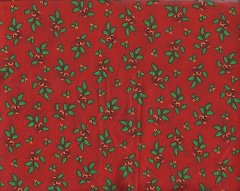 Red w/ Holly Leaves Holiday/Christmas Cotton Fat Quarter Fabric