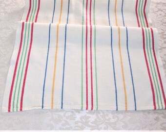 Vintage Towel Striped Kitchen Towels Tea Dish Towel Dish Cloth Hand Towels Primary Stripes Fiesta Vintage Linens
