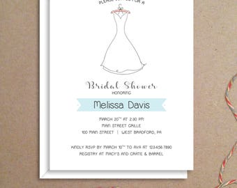 Bridal Shower Invitations - Wedding Gown Invitations - Party Invitations - Wedding Shower Invitations - Custom Invitations