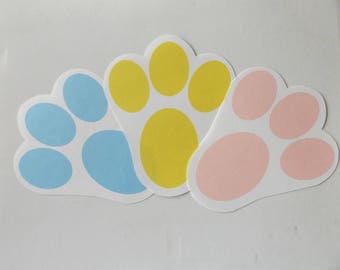 10 Pack Bunny Footprints Blue Yellow or Pink Egg Hunt Tracks Die Cuts Easter Bunny Tracks (Listing 40)