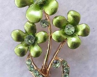 Vintage Rhinestone and Enamel Brooch