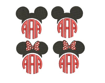 27 Sizes Mickey and Minnie Head Ears Mouse Monogram Frame Toppers Girl Bow Design Fill Embroidery Machine Instant Download EN2193F1F5