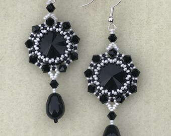 Black and White Chandelier Earrings