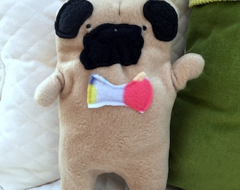 Frank ~ The Fawn Pug Bow Tie Bummlie ~ Stuffing Free Dog Toy ~ Ready To Ship Today - Polka Dot Bow Tie