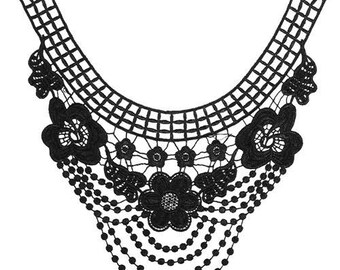 COLLAR NECKLINE APPLIQUE EMBROIDERY