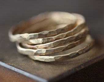 Hammered Gold Stacking Rings - as seen in ELLE and LUCKY Magazine