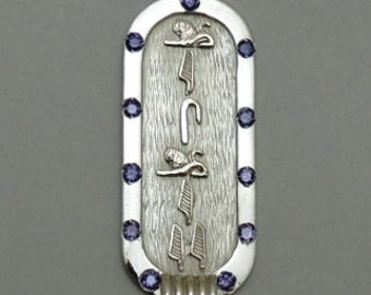 PUT YOUR NAME on 925 Silver Extravagance Personalized Cartouche W.Gems