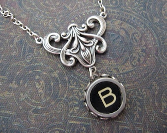 Typewriter Key Necklace - Stunning - Letter B