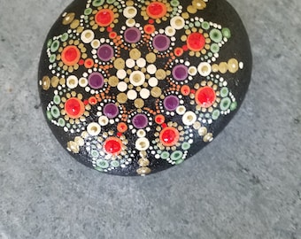 Hand-painted mandala rock #42