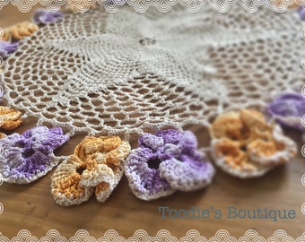Vintage crocheted floral doilie