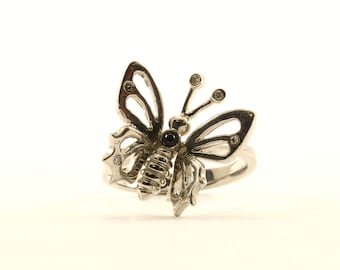Vintage Butterfly 3D Ring 925 Sterling Silver RG 2820