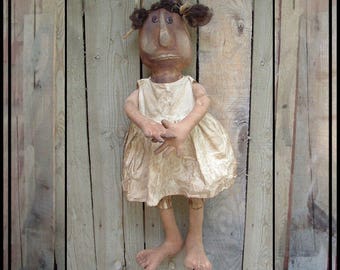 Instant download doll pattern Primitive folk art rag doll individual fingers, big feet HAFAIR OFG faap 327