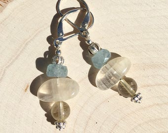 Moonstone Aquamarine Earrings