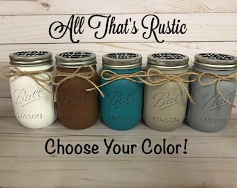 Mason Jar Toothbrush Holder, Toothbrush Holder, Mason Jar Decor, Mason Jar Bathroom Jar, Painted Mason Jars, Rustic Home Decor, Mason Jars