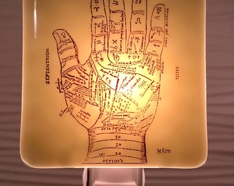Palmistry Fortune Teller Night Light Fused Glass