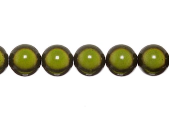 10 x 6mm - Green KHAKI magic round beads