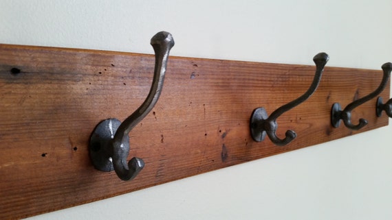 Reclaimed wood 4 foot Coat Rack with Tall Iron Hooks TC29-4