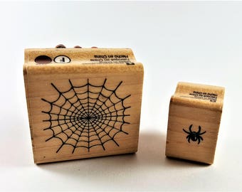 Spider and Web Mounted Rubber Stamp Set