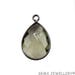 Green Amethyst Bezel Connectors, 12x14mm Pear Shape Black Plated Bezel Connectors. CSB-B75