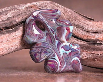 Art Glass Leaf Pendant, Lampwork Focal Bead, Lampork Leaves, Divine Spark Designs, SRA