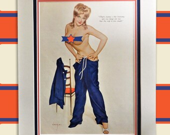Vargas "Big Top, Small Bottom" Pin-Up 1960's - Authentic Vintage Matted Illustration