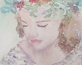 Flower Girl - original watercolor painting