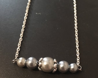 Gray glass bead necklace