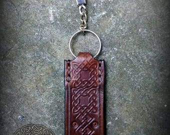 Brown Leather Celtic Keychain