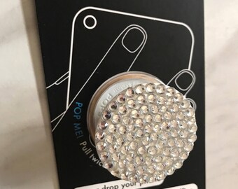 White Crystalized Popsocket (white stand - Phone Grip & Stand)