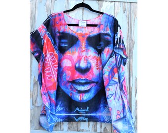 Blue tunic with Thomas Mainardi paint